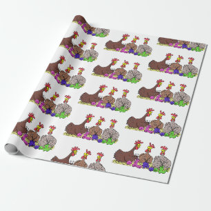 Papier Cadeau Drôle dessin animé de poulets de tricot