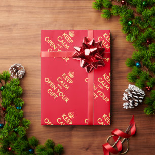 Papier Cadeau Drôle Garder le calme personnalisé rouge Noël vaca