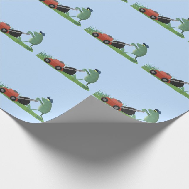 Papier Cadeau Drôle grenouille verte tondre la pelouse dessin (Coin)