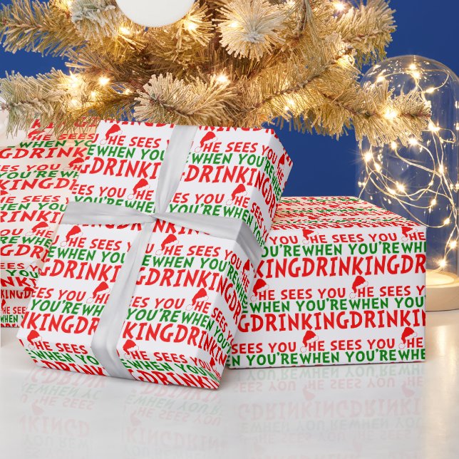 Papier Cadeau Drôle il vous voit quand vous buvez (Vacances)