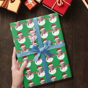 Papier Cadeau Drôle Joe Biden Snowman Custom Face Photo Xmas