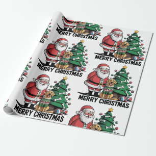 Papier Cadeau Drôle Labrador Retriever Chien avec Santa Claus Ar