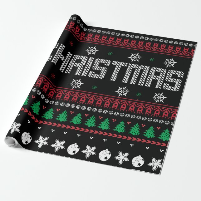 Papier Cadeau Drôle Mauvais Joyeux motif de Noël (Déroulé)