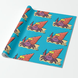 Papier Cadeau Drôle mignon caricature pourpre crabe ermite