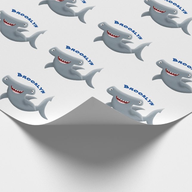 Papier Cadeau Drôle mignon requin marteau dessin animé (Coin)