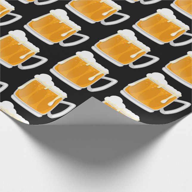 Papier Cadeau Drôle motif de tasse de bière mousseuse (Coin)