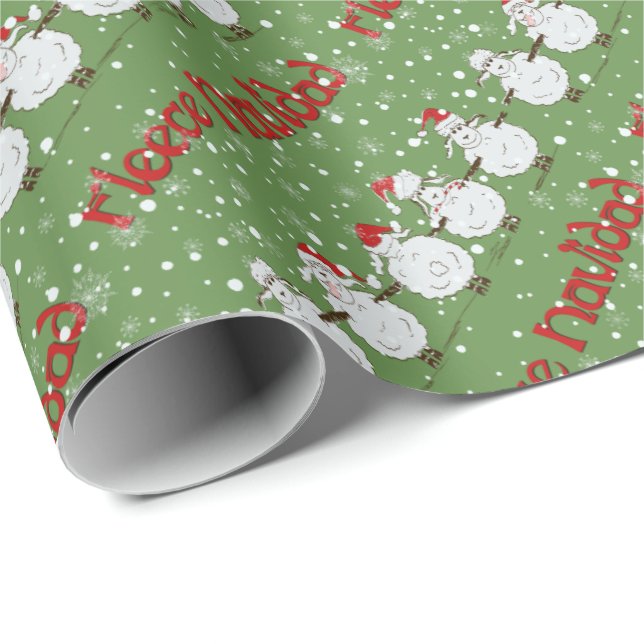 Papier Cadeau Drôle Mouton Fleece Navidad Diagonal Enveloppe Cad (Coin rond)