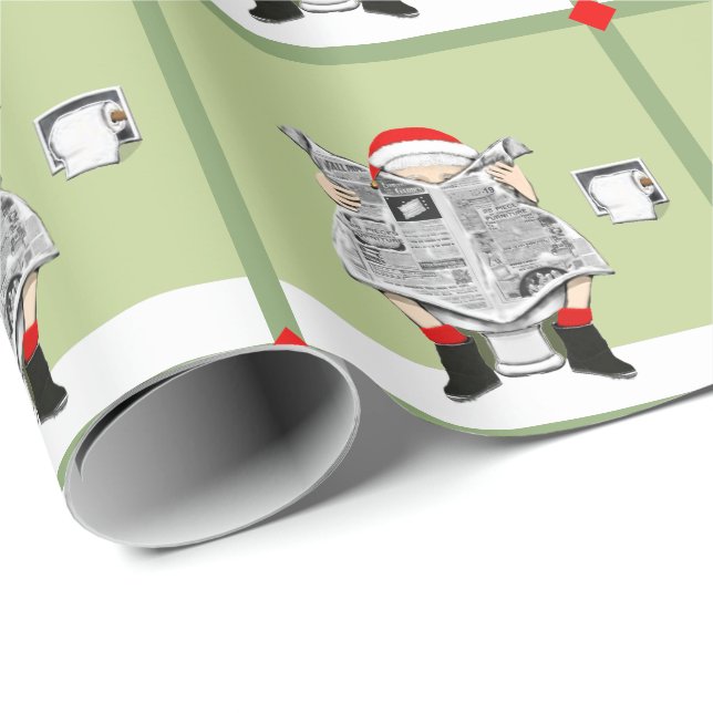 Papier Cadeau Drôle Noël Blanc Elephant Cadeau (Coin rond)