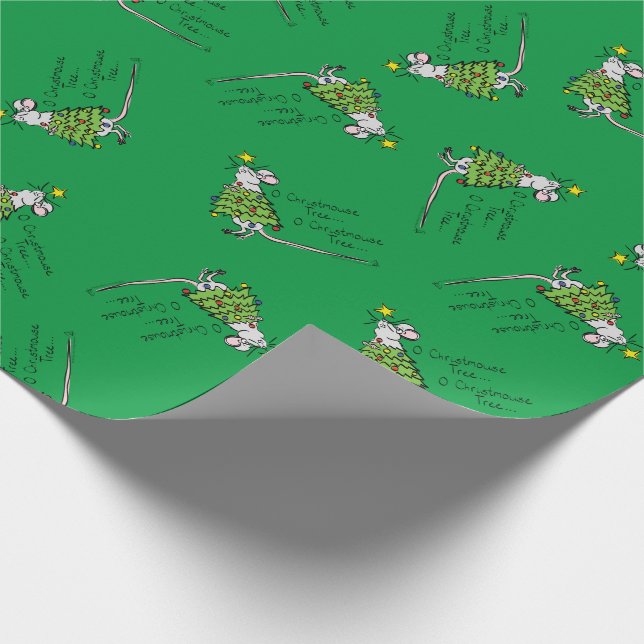 Papier Cadeau Drôle Noël mignon Souris Arbre Cartoon (Coin)