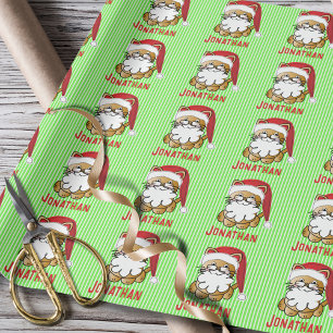 Papier Cadeau Drôle Père Noël Cat Cartoon Personnalisé