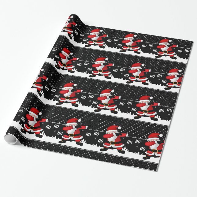 Papier Cadeau Drôle Père Noël Dabbing (Déroulé)