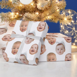 Papier Cadeau Drôle personnalisé bébé visage photo visage 3 phot