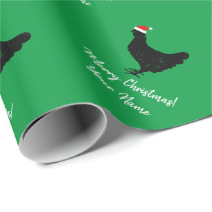 Papier Cadeau Drôle poulet du Père Noël personnalisé Noël 