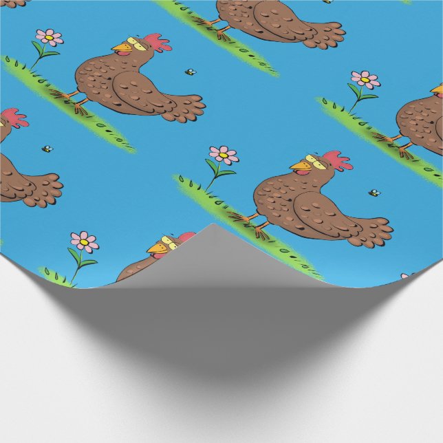 Papier Cadeau Drôle poulet rustique whimsical dessin animé (Coin)