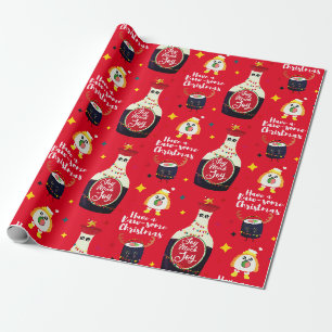 Papier Cadeau Drôle Red Kawaii Sushi Cartoon Joyeux Noël