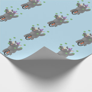 Papier Cadeau Drôle rhinocéros mignon jonglant sur monocycle