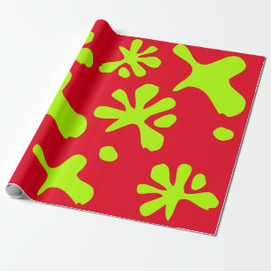 Papier Cadeau Drôle rouge & néon vert slime peinture splash enfa