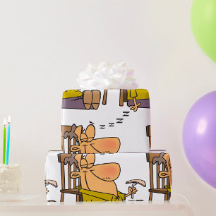 Papier Cadeau Drôle Sleepy Man Napping avec Sandwich