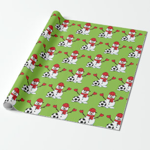Papier Cadeau Drôle Snowman avec balle de football