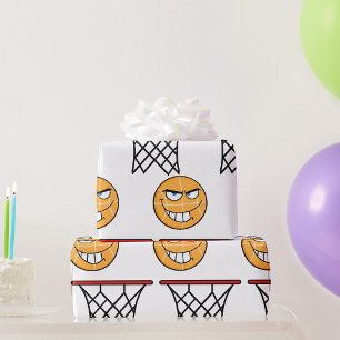 Papier Cadeau Drôle souriant Basketball visage Dunking