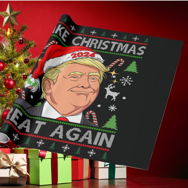 Papier Cadeau Drôle Trump 2024 Rendre la grandeur de Noël moche (Créateur téléchargé)