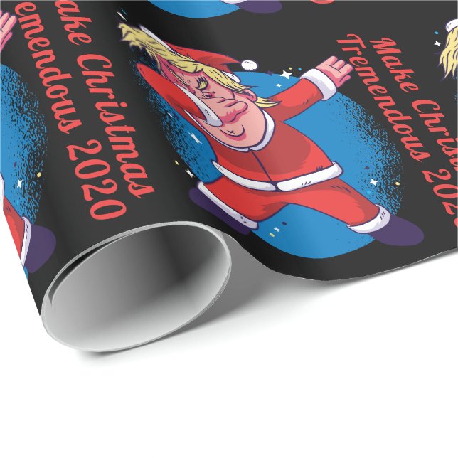 Papier Cadeau Drôle Trump Dabbing Père Noël Faire des Noël Super (Coin rond)