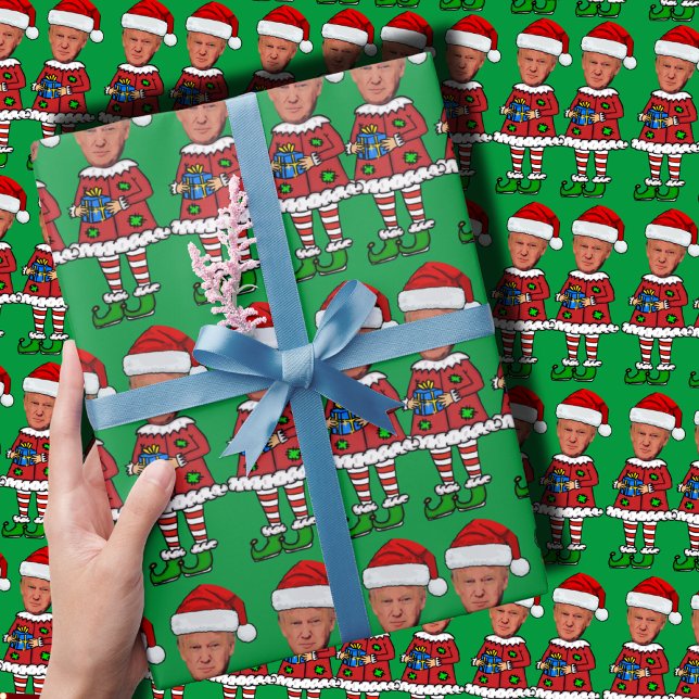 Papier Cadeau Drôle Trump Elf Custom Face photo Elf Christmas (Créateur téléchargé)