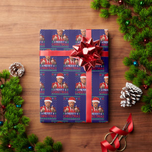 Papier Cadeau Drôle Trump Santa Hat Joyeux Noël Mauvais Cadeau
