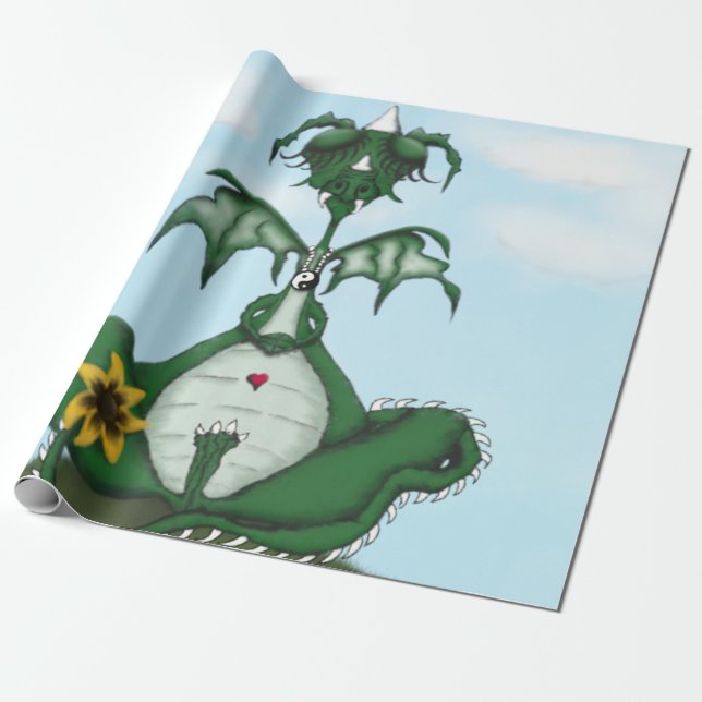 Papier Cadeau Drôle Yogi Dragon Peinture (Déroulé)