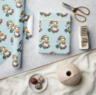 Papier Cadeau Drôles d'Animaux: Spécial Noël - Canard 2