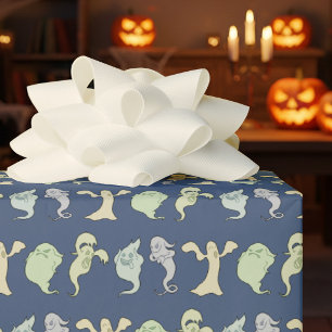 Papier Cadeau Drôles de Fantômes Joyeux Halloween Motif d'Art Pi