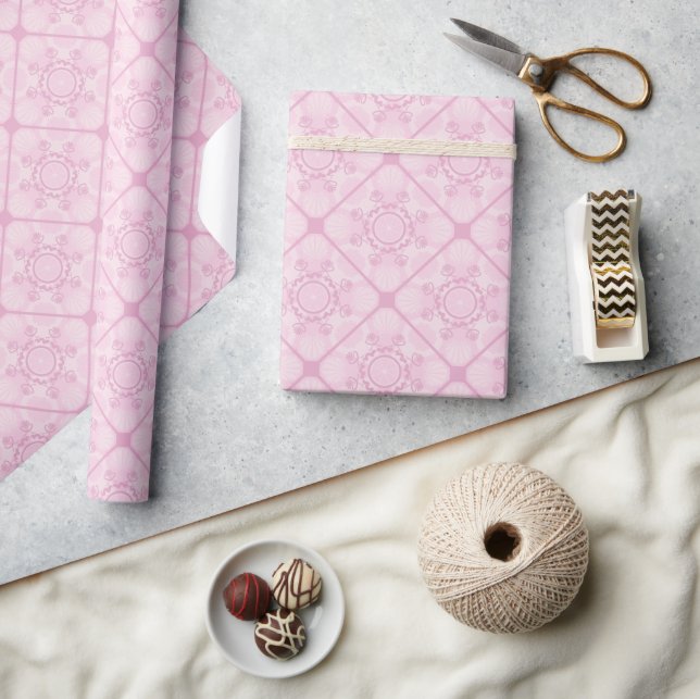 Papier Cadeau Dusky Rose Preppy En Carrelage Diamant Rose (Artisanat)