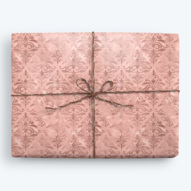 Papier Cadeau Dusty rose élégante Damask victorienne (Créateur téléchargé)