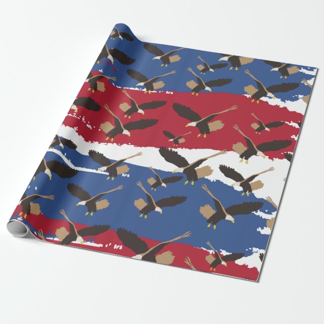 Papier Cadeau Eagle Bird USA Patriotic American Flag (Déroulé)