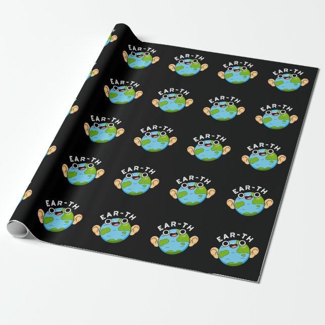Papier Cadeau Ear-th Funny Earth Pun Dark BG (Déroulé)