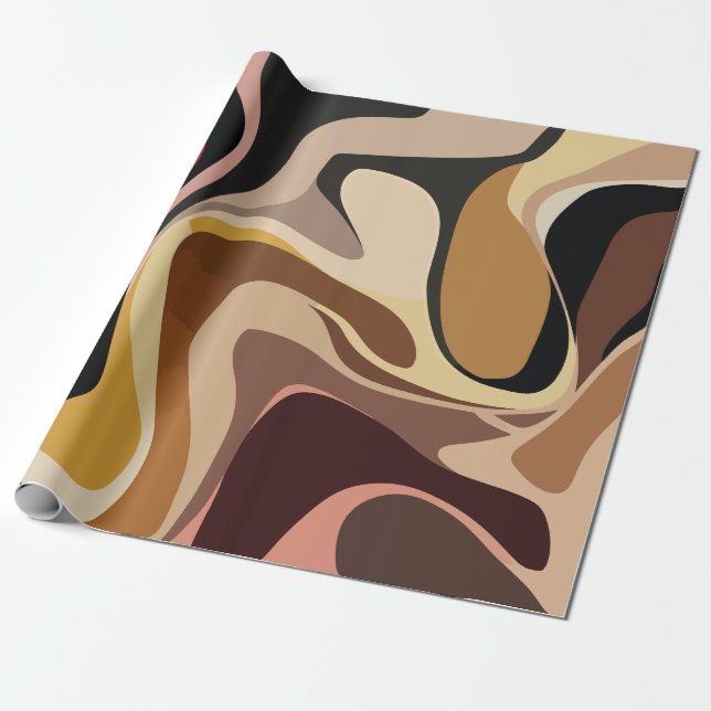 Papier Cadeau Earthy Abstract Swirl Art (Déroulé)