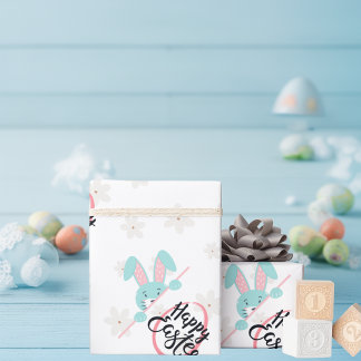Papier Cadeau Easter Blue Bunny Wrapping Paper