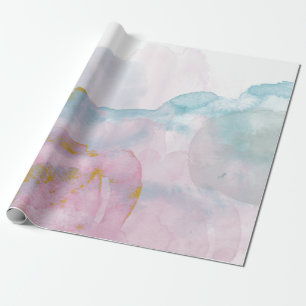 Papier Cadeau Eau bleue-rose Watercolor