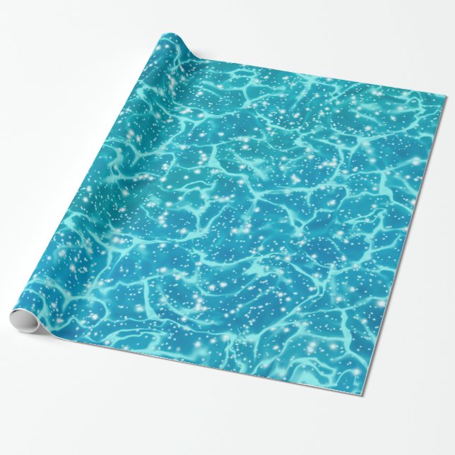 Papier Cadeau Eau de la mer bleue avec étincelles (Déroulé)