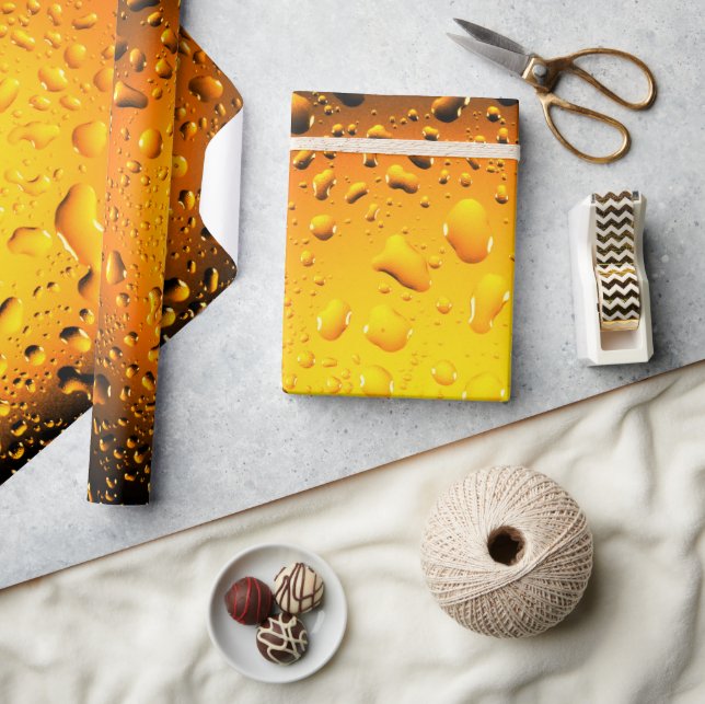 Papier Cadeau Eau jaune Cool élégant goutte bière (Artisanat)