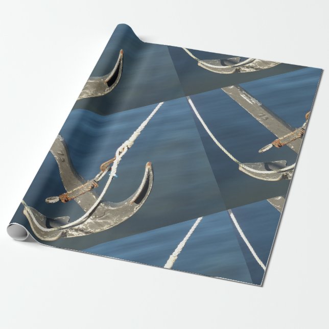 Papier Cadeau eau, navire, mer, ancre, bateau, marine, océan, (Déroulé)