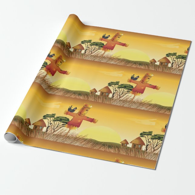Papier Cadeau Écart Sur Un Papier D'Enveloppement Agricole (Déroulé)