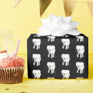 Papier Cadeau Échange cadeau d'éléphant noir et blanc Noël