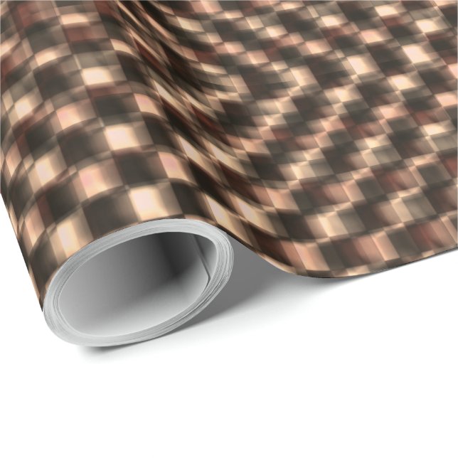 Papier Cadeau Échecs brun et embrouillés les uns sur les autres (Coin rond)