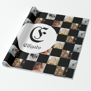 Papier Cadeau Échecs Famille Photo Nom Papier Enveloppant