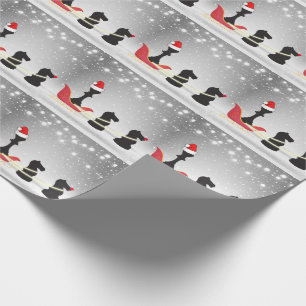 Papier Cadeau Échecs Père Noël et rennes Noël