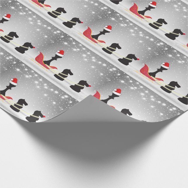 Papier Cadeau Échecs Père Noël et rennes Noël (Coin)