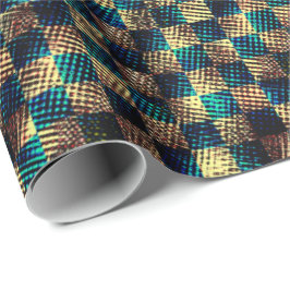Papier Cadeau Échecs sales et effet rayé, bleu et jaune