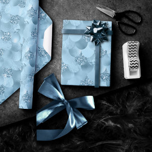 Papier Cadeau Échelle de verre de sirène   Dusty Ice Blue Sheen 