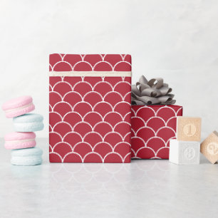 Papier Cadeau Échelles de poisson rouge de Noël motif